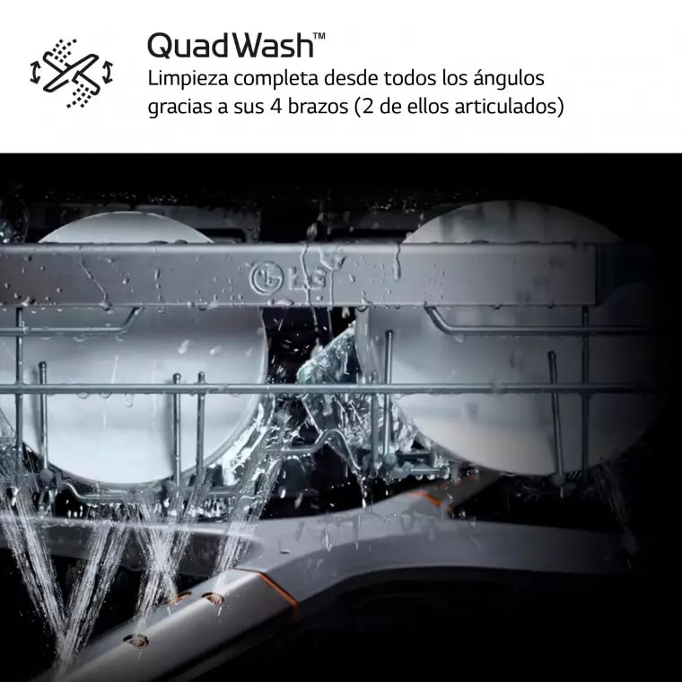 LG Lavavajillas LG QuadWash™, TrueSteam, Inox Antihuellas, clasificación D, tercera bandeja cubiertos, con lavado a vapor, DF243FVS.APYQEES